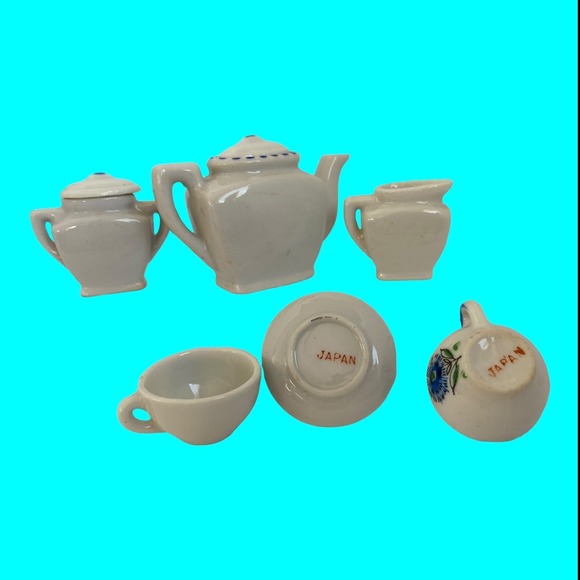 Vtg Doll Dishes, Doll Tea Set, Toy Tea Set, Tiny Dishes, Miniature Teaset 13 pcs - Picture 8 of 10